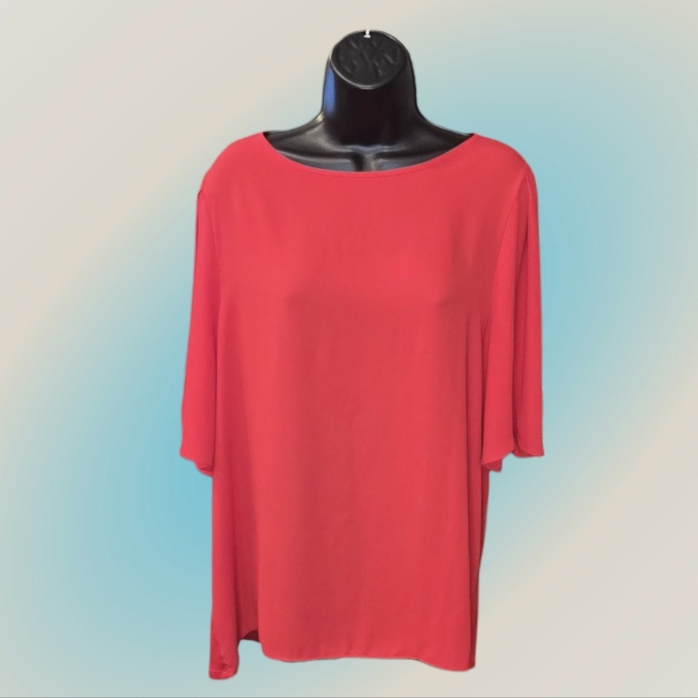 LOFT Mixed Media Flutter Sleeve Blouse